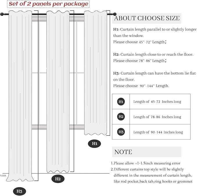 Pitalk Cream Linen Curtains 94 Inches Long 2 Panels - Image 9