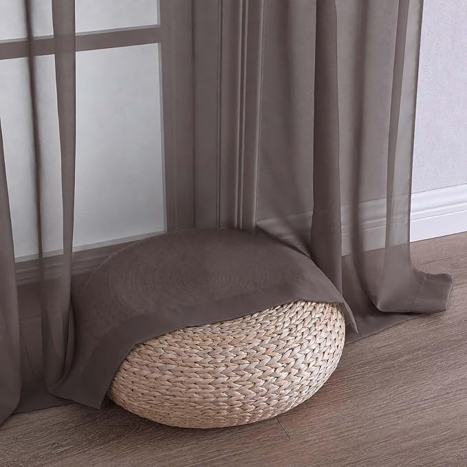 Chocolate Sheer Curtains 84 Inches Long 2 Panels Set, Light Filtering Sheer - Image 6