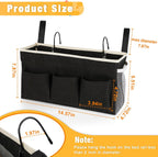 Bedside Caddy Bedside Organizer Bedside Storage Caddy with Fixed Straps and Water Bottle Holder for Home College Dorm Bunk Bed Hospital Bed Crib Bed Rails (2pcs Black)