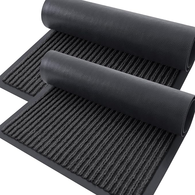OLANLY 2-Pack Front Door Mats 59x23, Waterproof Heavy-Duty Doormats | Charcoal by OLANLY