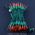 100 Red One-Piece LED Christmas Lights, 33 ft Green Cord High Waterproof UL Certified T5 Outdoor String Lights (Red)