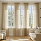MIULEE Beige Sheer Curtains 90 Inches Long 4 Panels 42 x 90 Inches | Light by MIULEE
