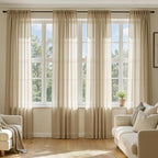 MIULEE Beige Sheer Curtains 102 Inches Long 4 Panels 42 x 102 Inches | Light by MIULEE