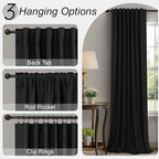Pitalk Black Curtains for Bedroom 90 Inches Long Sound Proof Modern Window - Image 6