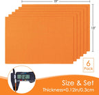 MANSPHIL Orange Cloth Placemats Set of 6, Double Layer Faux Linen Place Mats Heat Resistant Washable Table Mats for Dining Kitchen, 13x19 Inch