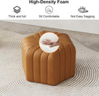 homary 18.5" Hexagonal Pouf Ottoman Upholstered, Velvet Footrest Rest Stools Modern Sofa Footrest Entryway Shoe Changing Stool, Low Coffee Table Footstool for Living Room/Bedroom/Entrway-Brown