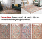 Keen Home Design 6x9 Rug - Machine Washable Area Rug with Non-Slip Backing, Ideal for Living Room, Dining Room, Bedroom - Vintage, Easy Clean, Durable, Low Pile Rug - (6' x 9')