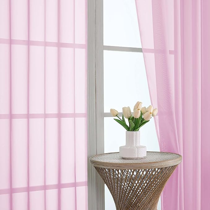 Light Pink Bedroom Curtains 2 Panel Sets 90 Inch Length, 59 Inch Extra Wide - Image 3