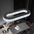 Modern Crystal Chandelier, Dia 40" Rectangular Chandelier for Dining Room,Black Rectangle Crystal Ceiling Light Luxury Oval Chandeliers for Living Room Kitchen Island
