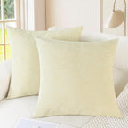 CaliTime Throw Pillow Covers Decorative 22 X 22 Inches Pack of 2 Cozy Chenille Cushion Cases for Couch Sofa Bed Living Room Home Beige