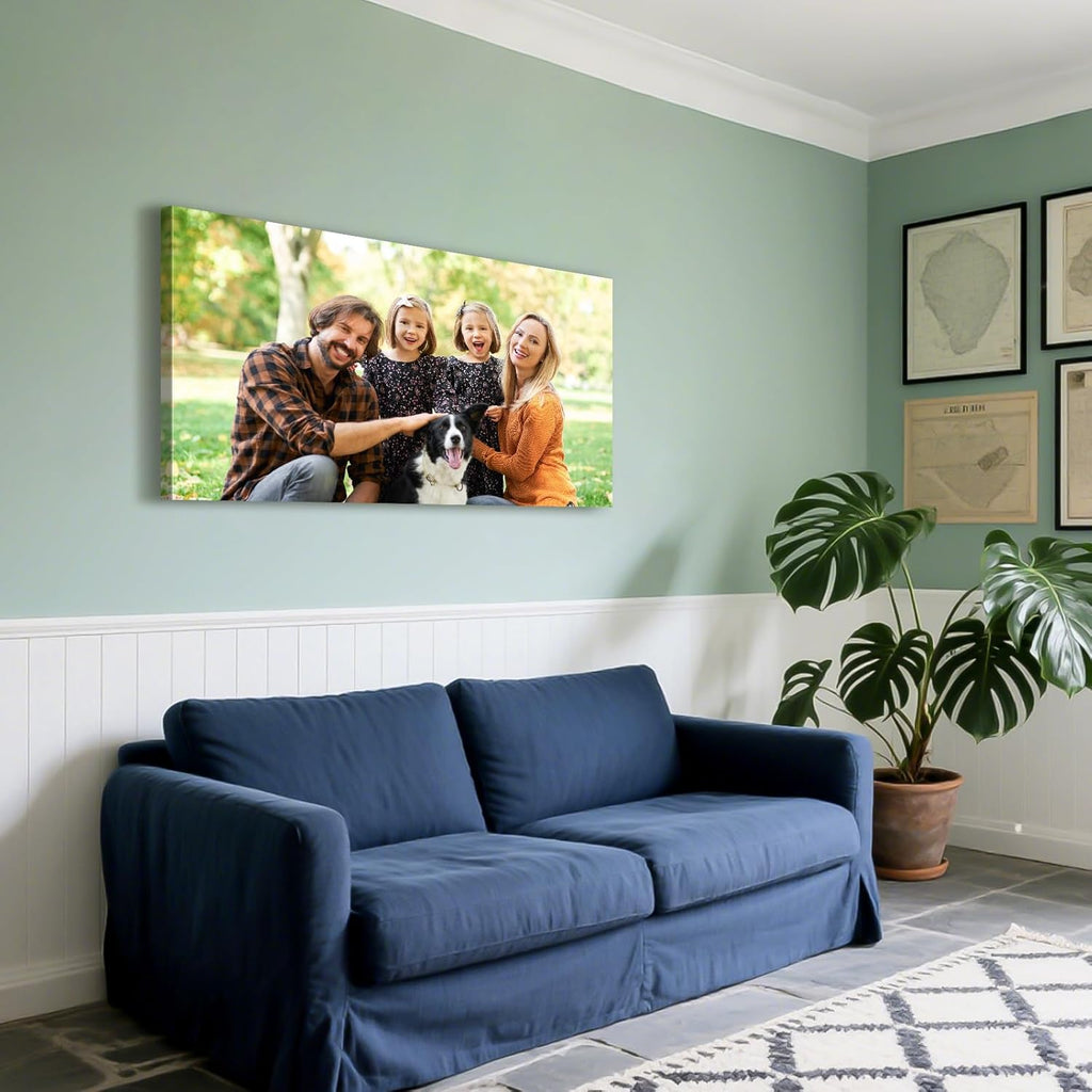 Custom Canvas Prints with Your Photos - Personalized Pictures Print, Customized Photo Gifts, Wall Art Poster Canvas Printing for Wedding, Family, Baby, Pets, Home Office Decor, Wrapped Frame 40x24
