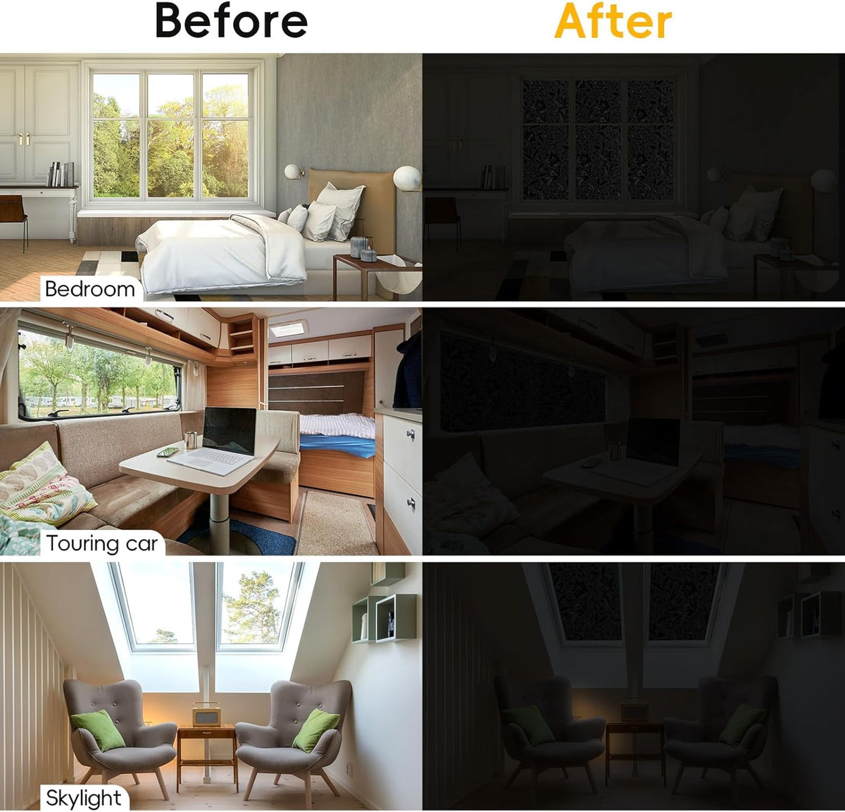 Total Blackout Window Privacy Film Decorative Static Cling with Tools, Room Darkening Window Tint for Home, Black Out Window Cover Replacement Window Curtains Window Blinds,45.2" by 78.74"