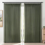 Topfinel Olive Green Pinch Pleated Linen Curtains 84 Inch Length 2 Panels by Topfinel