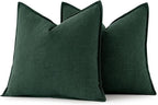 MIULEE Decorative Linen Pillow Covers 20x20 Inch Dark Green | Boho Farmhouse​ - Image 6
