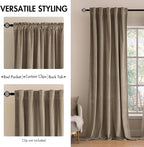 MIULEE Velvet Curtains 52x108 inches 2 Panels Light Taupe Blackout Curtains | - Image 2