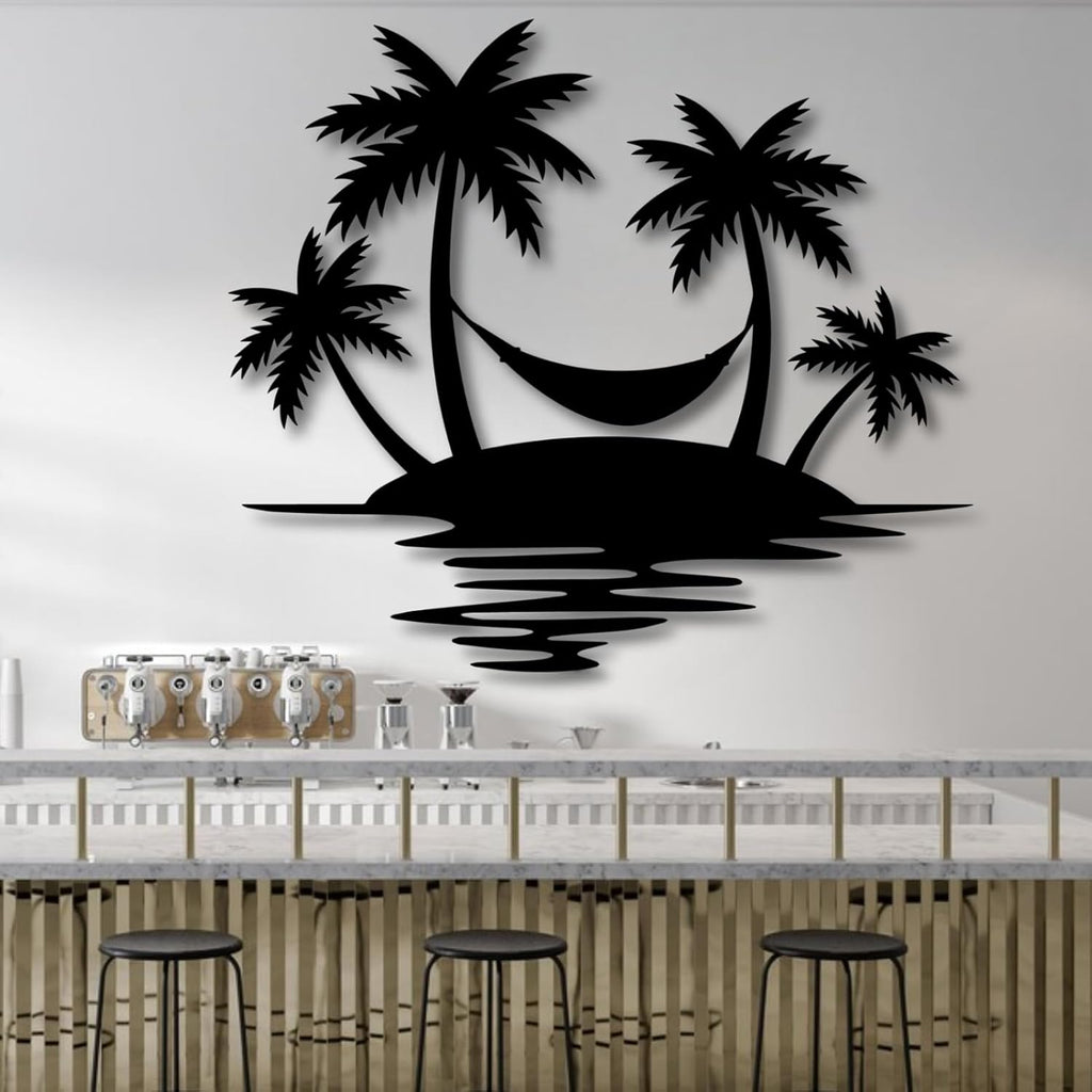 Palm Tree Metal Wall Decor,Palm Tree Outdoor Wall Art,Tropical Palm Tree Wall Decorations for Living Room,Outdoor Wall Decorations for House(39"×35",White)