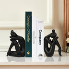 Unique Cast Iron Girl Thinker Bookends, Heavy-Duty Decorative Book Stoppers for Shelves, Creative Home and Office Desk Ornaments, 1 Pair/2 Pieces, 5.9"