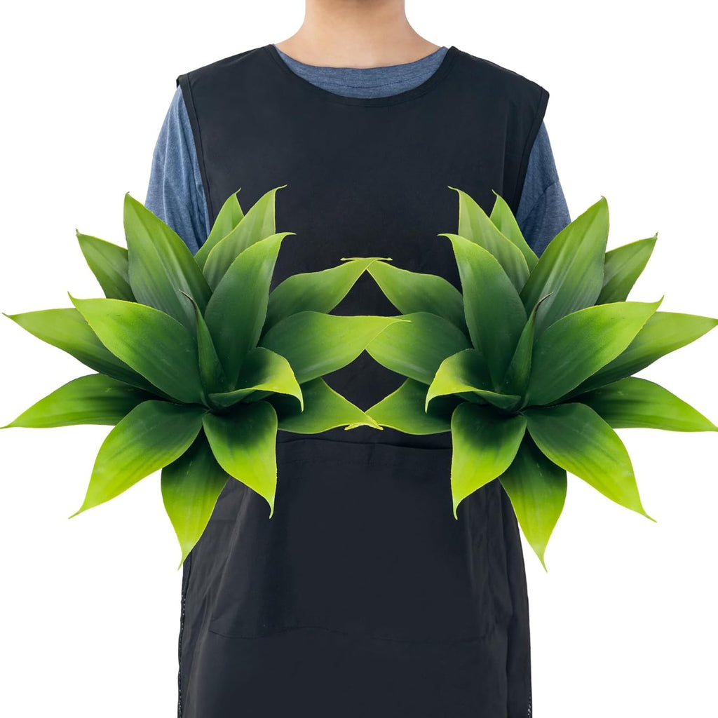 Fake Plants Artificial Agave Plants,Large UV Resistant Fake Agave Planters for Indoor and Outdoor Decorating Tropical Plant Succulents Greenery Indoor Decor((2Pack Light Green) 13.8"