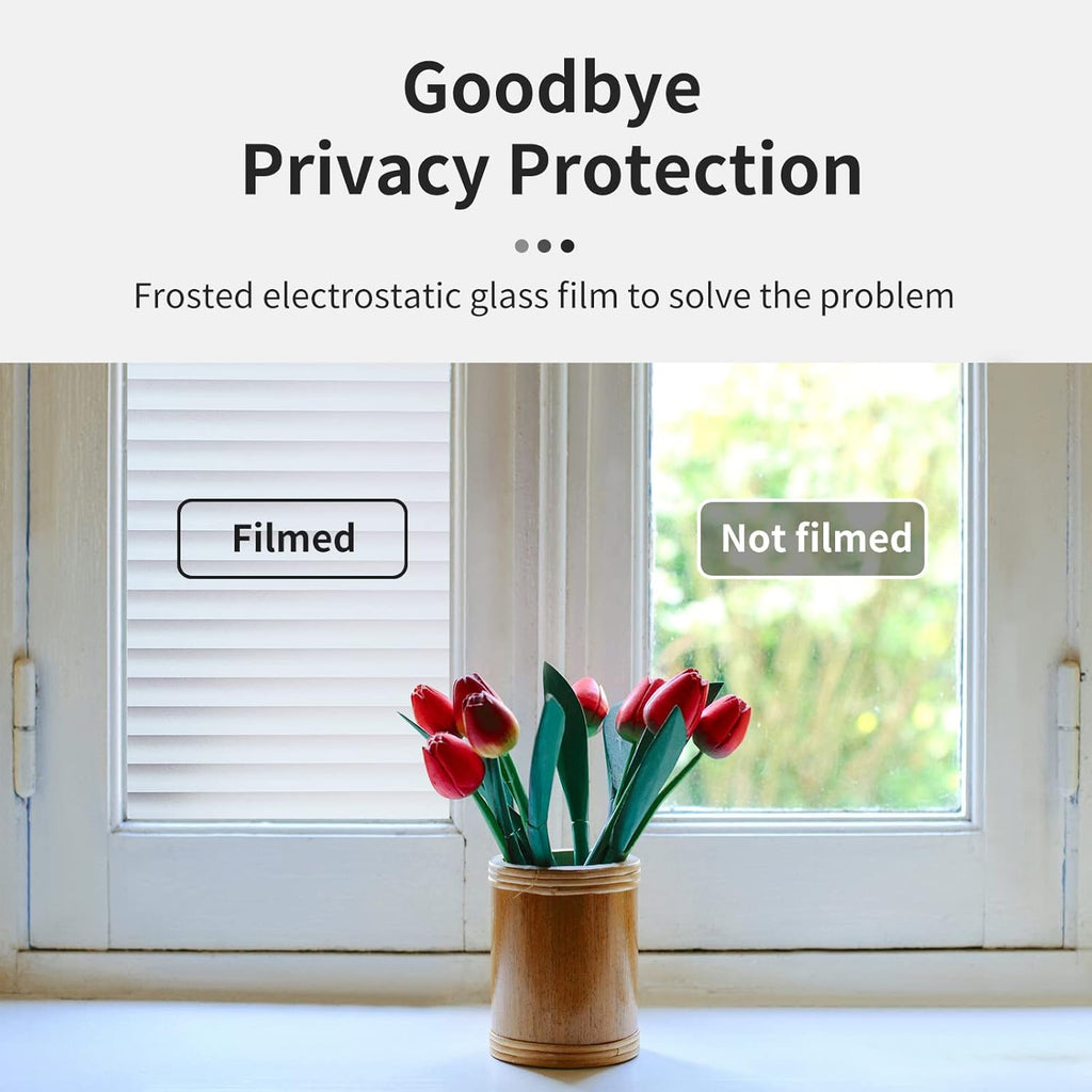 Window Privacy Film with Installation Tools, Blinds Pattern, Static Cling, Anti UV, Heat Control, Ideal for Home Shower Office Glass Door (Blinds Pattern, 17.5X118.1Inch)