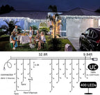 Icicle Christmas Lights Outdoor - 33ft 400 LED Icicle Lights for Outside with 75 Drops Waterproof Plug in Fairy String Lights with Timer for Party, Holiday, Wedding, Christmas Decoration, Cool White