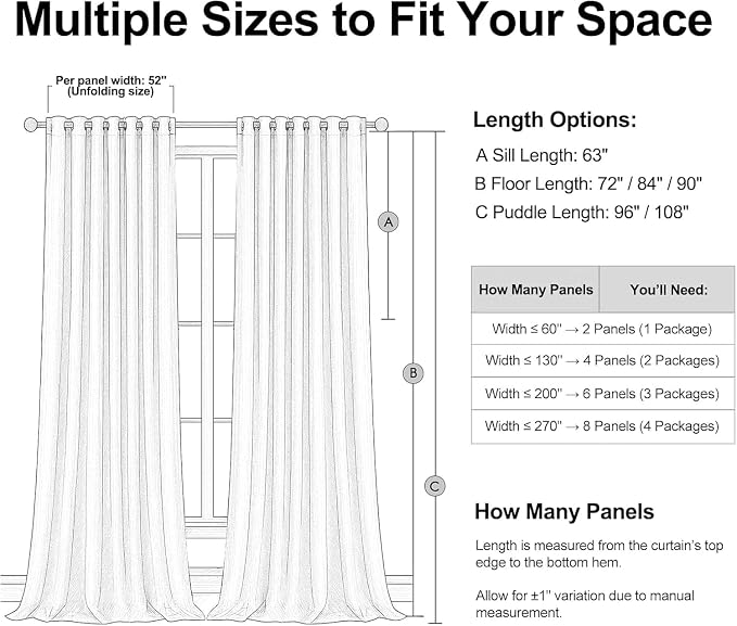 Topfinel 120 Inch Linen Blackout Curtains 2 Panels - Image 7