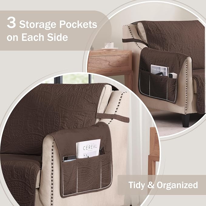 Quilted Recliner Chair Covers, Water-Repellent Recliner Slipcovers, Recliner - Image 4