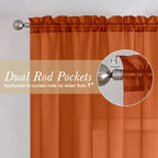 Orange Sheer Curtains 78 Inches Long 2 Panels, Light Filtering Voile Airy - Image 5