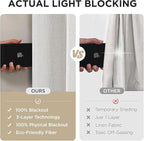 Joydeco 100% Blackout Pleated Curtains, Linen Window Curtains 2 Panel Sets 108 - Image 7