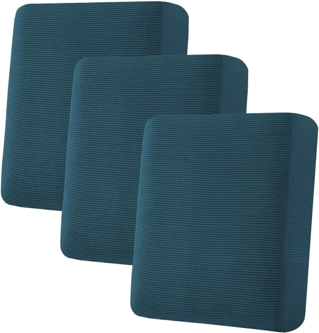 H.VERSAILTEX Super Stretch Individual Seat Sofa Covers Couch cushion covers Slipcover Sets Thick Jacquard Textured Twill Fabric (3 Piece Sofa cushion covers, Deep Teal)