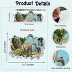 Large 3D Dinosaur Wall Stickers (31.7”x 22.5”), Dino Broken Hole Vinyl Wall Decals, Removable Forest Dinosaur Animal Wall Art for Kids Boys Bedroom Playroom Decor