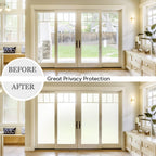 HIDBEA Frosted Window Privacy Film Heat Control UV Blocking, Static Cling Non-Adhesive Reusable Door coverings for Bathroom Home Office (White Frosted 17.3 Inch x 13.1 Feet)