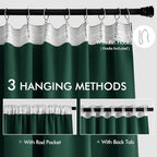 MIULEE Christmas Hunter Green Back Tab Blackout Curtains 52"x90" 2 Panels | Rod - Image 3