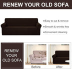 U-NICE HOME Loveseat Cover Stretch Couch Cover Sofa Slipcover, Chocolate | - Image 5