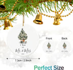 First Anniversary Ornament Gifts for Couple, Wedding Keepsake for 1 Year as Mr and Mrs, Ceramic Christmas Ornament With Ribbon and Box