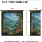 Mountain Blackout Curtains for Girls Boys Teens Home Decor, Spring Sky View Nature Forest Flower Grommet Thermal Insulated Drapes Darkening Window Curtain for Bedroom Living Room, 55 x 63 Inch