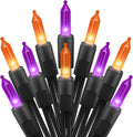 2 Pack Halloween Mini Lights, 13 Feet 50 Count Totally 100 Count Incandescent Mini String Lights, Connectable Halloween Light for Haunted House Party Holiday Window Indoor Decoration, Orange & Purple