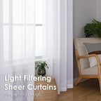Sheer White Curtains 108" Inch Length 2 Panels Set, Light Filtering Soft Rod - Image 7