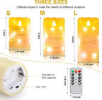 Flameless battery Operated LED candles with 11 Key remote control 24-hour timer Set of 3， With embedded string lights electric flickering pillar Real Wax ，Party, Wedding, Home Decoration(lvory)