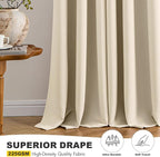 MIULEE Blackout Curtains for Bedroom 2 Panels 40 x 90 Inch Long Cream Beige | - Image 5