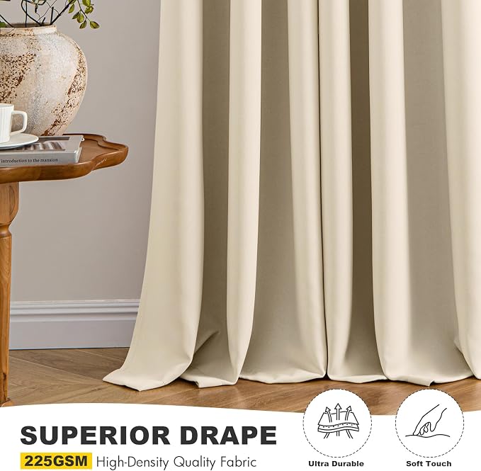 MIULEE Blackout Curtains for Bedroom 2 Panels 40 x 36 Inch Long Cream Beige | - Image 6