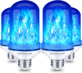 CPPSLEE Upgraded LED Flame Light Bulbs, 4 Modes Flickering Light Bulbs, E26 Base Fire Flame Bulb for Halloween Decorations Outdoor, Christmas Lights Patio Indoor Home Decor (Blue, 4 Pack)