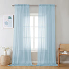 Chyhomenyc Sheer Sky Blue Curtains 90 inches Long 2 Panels, Light Filtering by Chyhomenyc