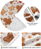 Gingerbread Christmas Tree Skirt - 48 Inch Xmas Tree Mat for New Year Party Decorations