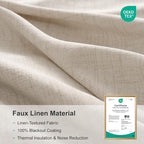 Linen Textured Total Blackout Sliding Door Curtains 108 Inches Long, Cream | - Image 7