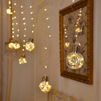 YOLIGHT Wishing Ball Curtain Lights 200 LED Window Curtain String Lights with Remote, USB Battery Powered Twinkle Globe Fairy Lights for Wedding Party Bedroom Christmas Decoration (Warm White)