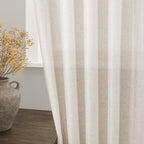 Linen Beige Curtains 108 Inches Long 2 Panels Set Back Tab Rod Pocket Semi - Image 2