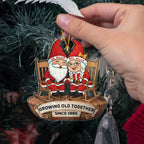 Customized Old Couple Gnome Sitting On Rocking Chairs Growing Old Together Christmas Ornament 2025, Personalized Text Shaped Xmas Ornament Gift for Mr Mrs Dad Mom/Grandparents, Anniversary Ornaments