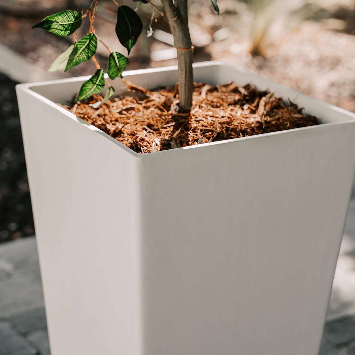 XBrand Modern 28-Inch Square Planter, Modern Tapered Planter Perfect for Indoor & Outdoor, Patio Décor, Set of 2