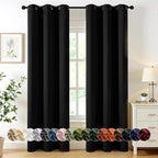 MIULEE Blackout Curtains for Bedroom 2 Panels 34 x 72 Inch Long Black | Thermal by MIULEE