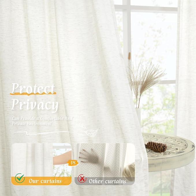 Linen Semi Sheer Curtains 84 inch Long - Image 5
